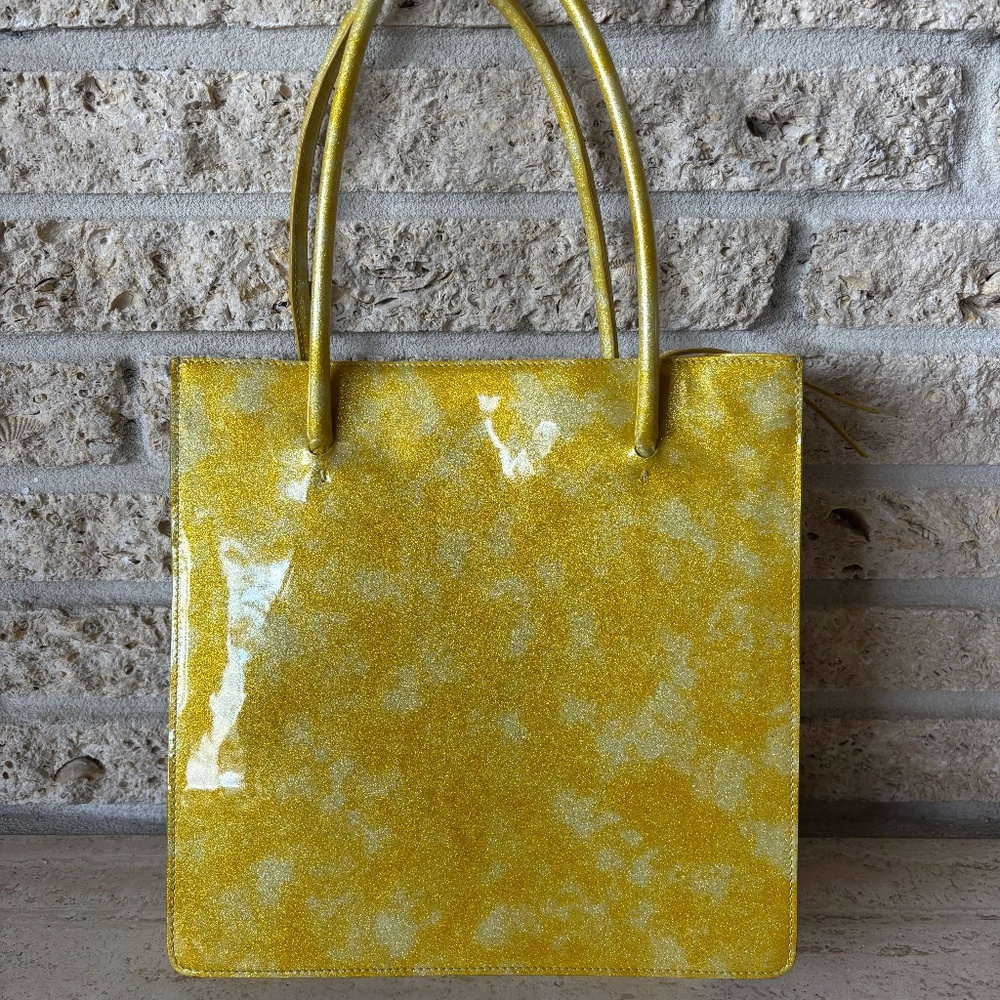 RARE Maryam Nassir Zadeh MNZ Canary Yellow Sparkling Anais Tote Bag Purse